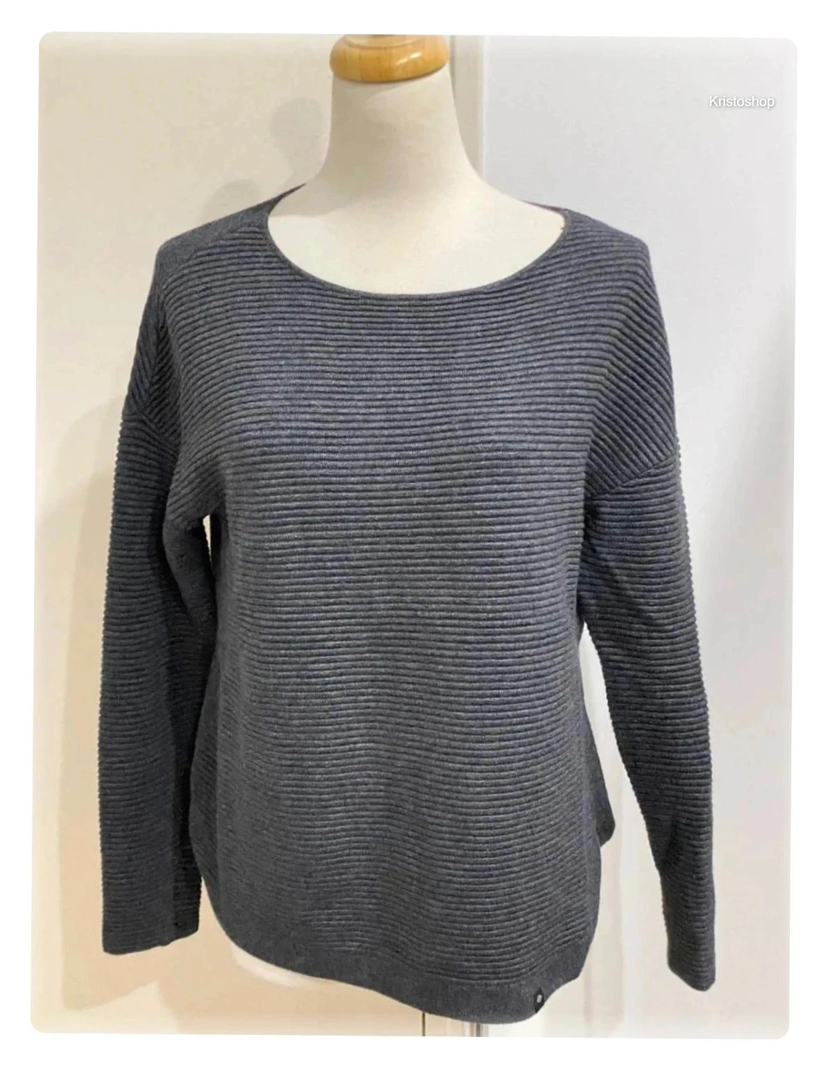 Pull sweat shirt Bonobo col rond crew neck côtelé manches longues gris Taille S